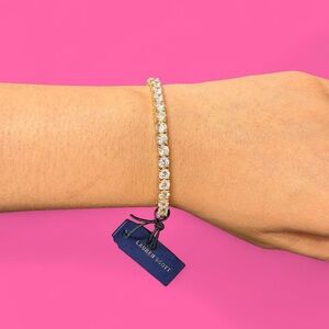 gold and white diamond tennis bracelet!